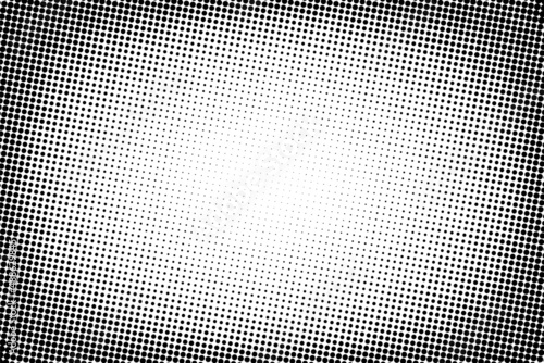 Halftone texture. Faded dot pattern. Bg abstract gradient design. Black perforation noise isolated on white background. Overlay effect for prints. Fade shade points. Dots gradation patern. Vector