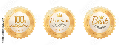 Simple Luxury Pastel Gold Product Badge - Satisfaction, Premium Quality, Best Seller