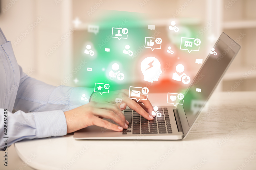 Young person surfing on social media network Young person surfing on social media network