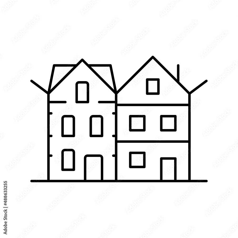 townhome house line icon vector illustration