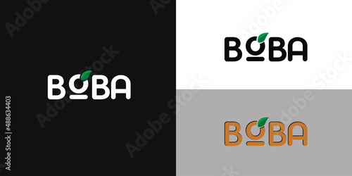Milk tea boba logo. Vector illustration
