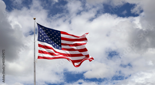 An American flag fluttering n the breeze