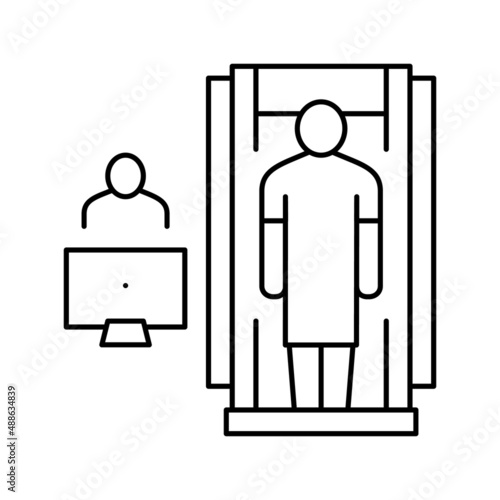 hospital cabinet radiology line icon vector illustration