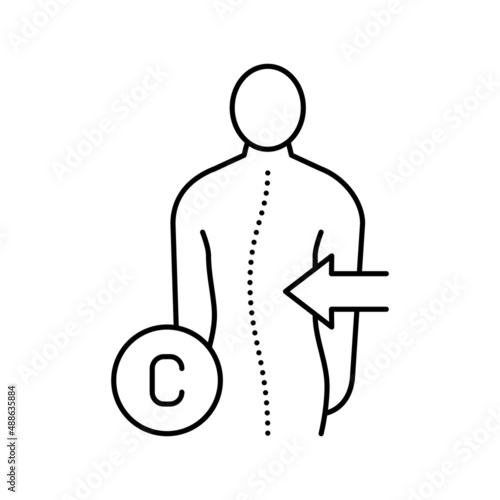 c-shaped scoliosis line icon vector illustration