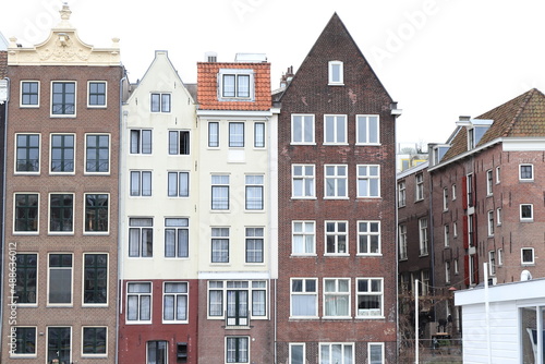 Amsterdam Damrak Canal Traditional Building Facades, Netherlands