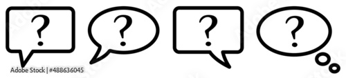 Question mark in speech bubble, different version. Ask, talk or query concept