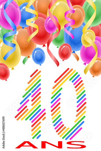 Carte d'anniversaire 40 Ans sur Fond Blanc v2