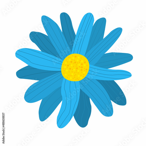 blue flower vector illustration hand drawn in cartoon style isolated on white background