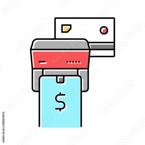 phone and card contactless pay pos terminal color icon vector illustration