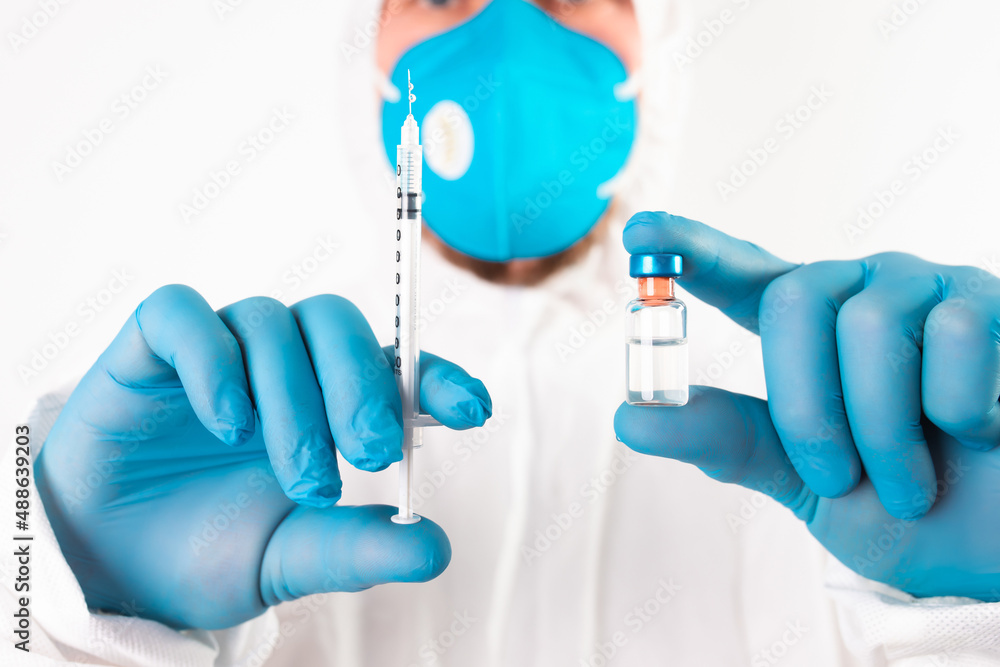 Herd immunity in community, doctor with vaccine. Herd immunity in community, doctor with vaccine.