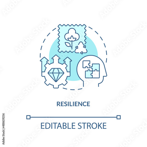 Resilience turquoise concept icon. Circular economy principle abstract idea thin line illustration. Ecological robustness. Isolated outline drawing. Editable stroke. Arial, Myriad Pro-Bold fonts used