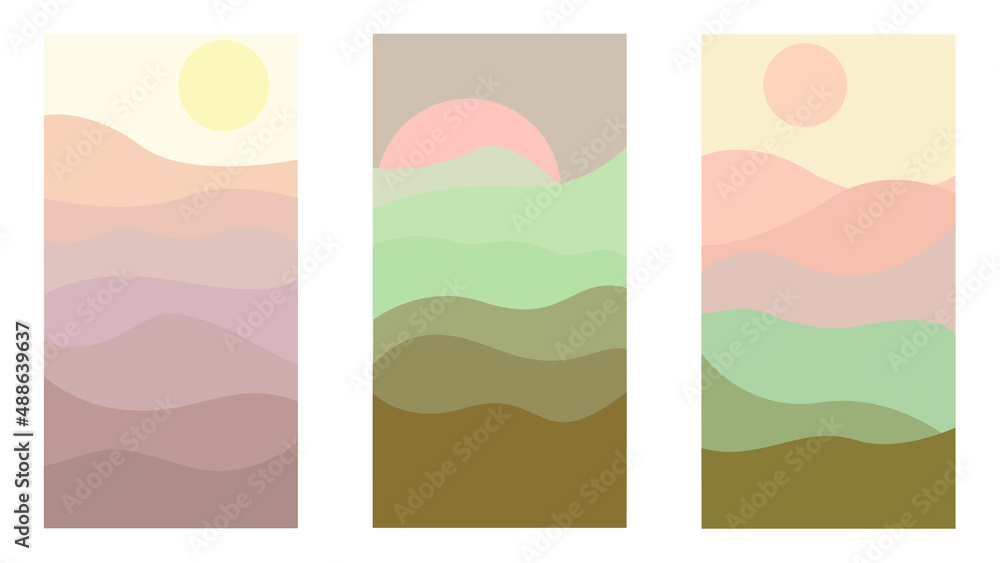 set of banners with mountains