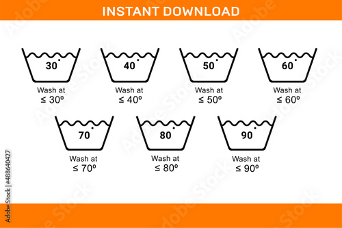 WASHING SYMBOLS FULL SET VECTOR DESIGN_Blank dieline template