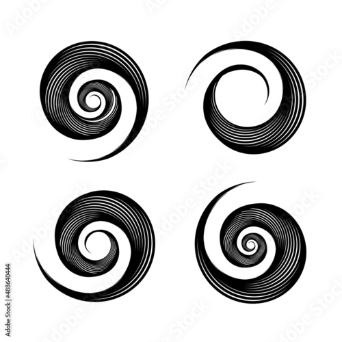 Abstract spiral swirl design elements.