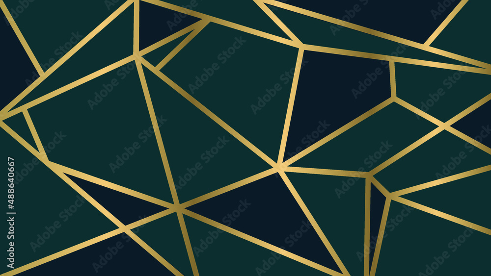 luxury background with mosaic. golden grid and deep blue polygonal shapes