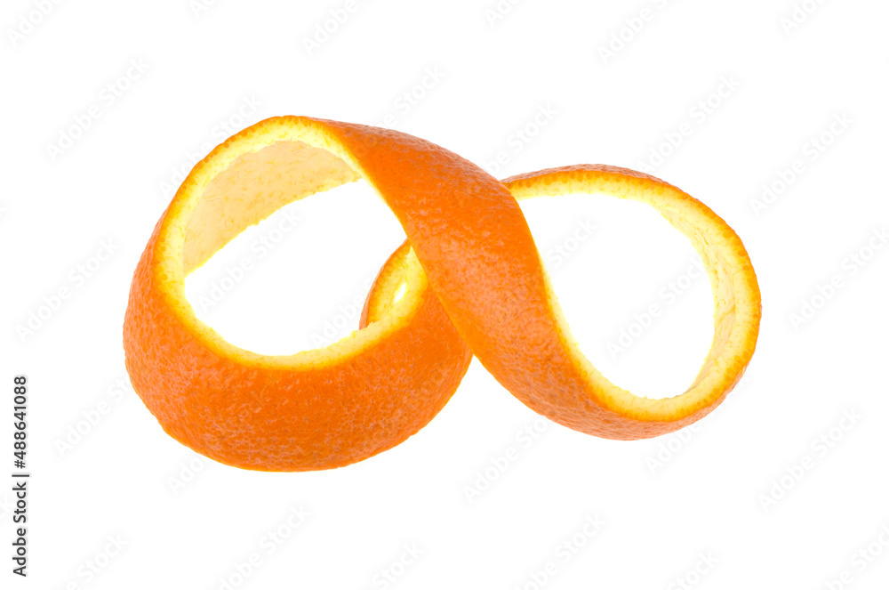 orange skin spiral isolated on white background orange skin spiral isolated on white background