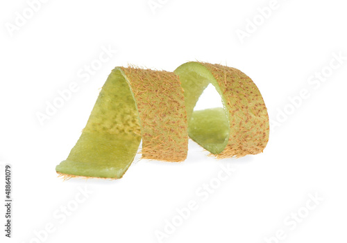 skin kiwi. peel kiwi isolated on white background.