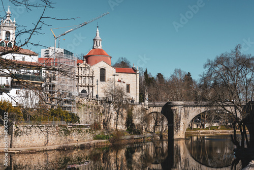 A beautiful view of the famous Sao Goncalo Monastery, Amarante, Portugal photo