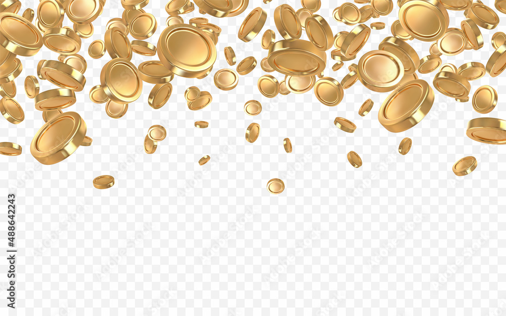 Coins Exploding Realistic gold coins explosion isolated on transparent background ...