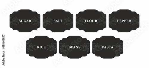 Pantry spice jar seasoning label sticker organizer set. Spices jar labels and stickers. sugar, salt, flour, pasta, beans, pepper