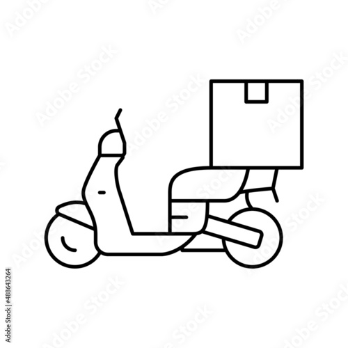 motorbike delivery line icon vector illustration