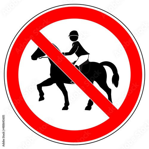 vsrr195 VectorSignRoundRed vsrr - german: Reitverbot . Reiten verboten . english: prohibition sign . no horse riders . vector sign . transparent . AI 10 / EPS 10 . g11232