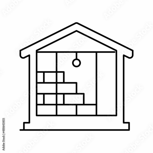 inside wall insulation with mineral wool line icon vector illustration