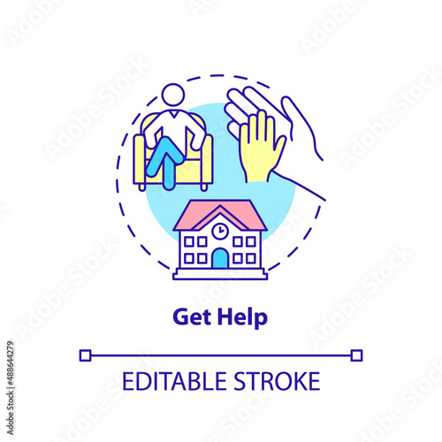 Get help concept icon. Therapist service. Tips for teacher. Conduct disorder abstract idea thin line illustration. Isolated outline drawing. Editable stroke. Arial  Myriad Pro-Bold fonts used