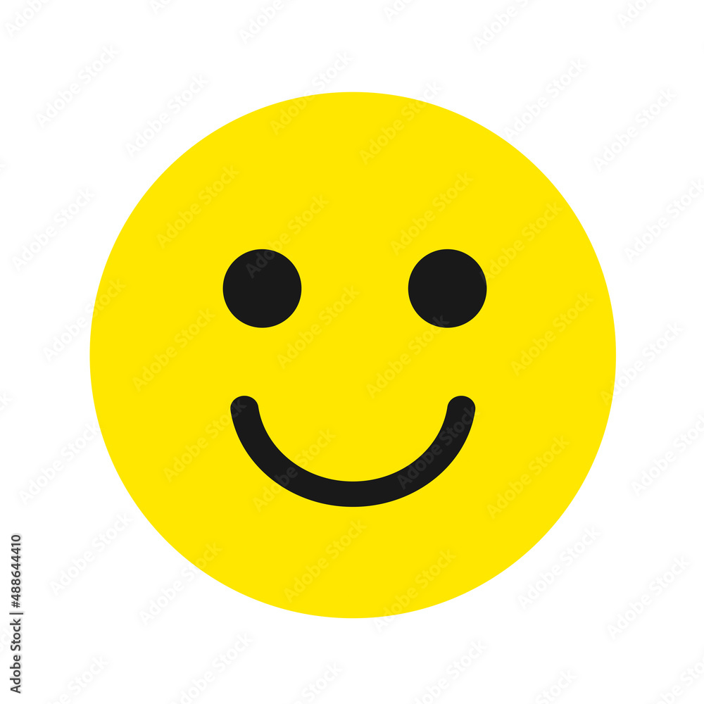Fototapeta premium Yellow round emoticons, smile. Beautiful happy yellow anime smiley on white background