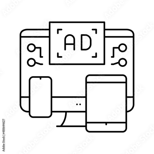 cross channel retargeting line icon vector illustration