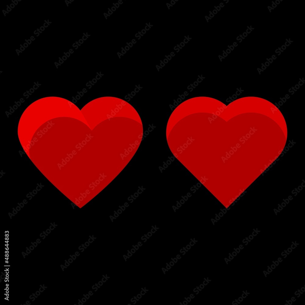 two hearts in 3d on a black background