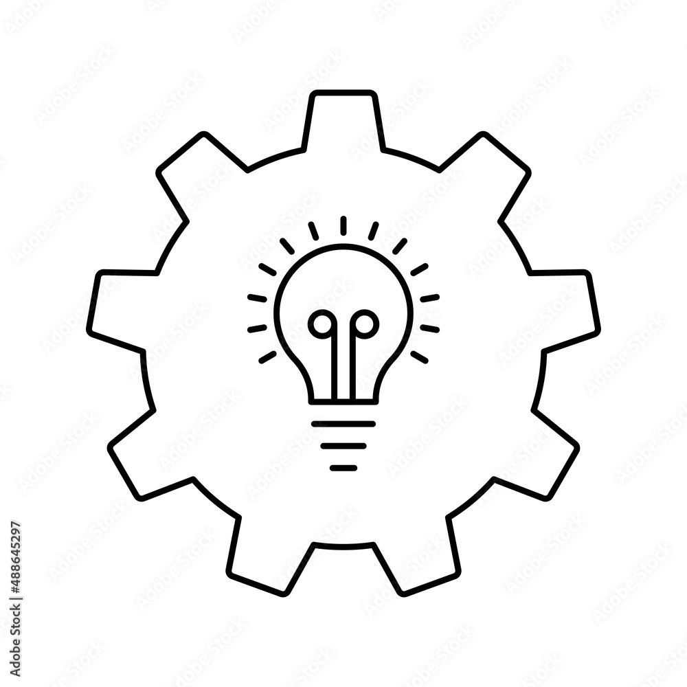 creative technology idea bulb gear icon creative technology idea bulb gear icon