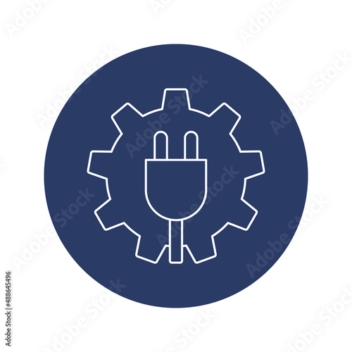 Modern electric plug gear icon