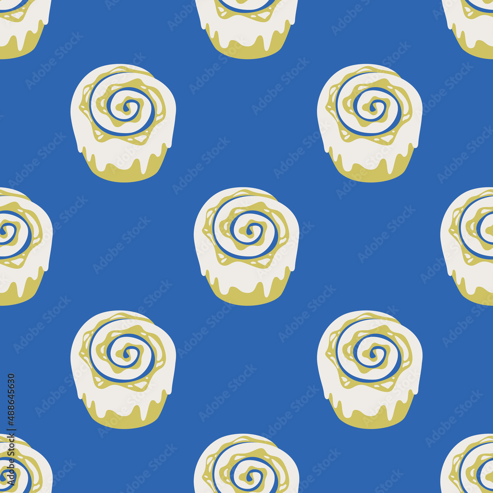 Seamless vector cinnamon rolls pattern. Food repeat background for fabric, textile, wrapping, cover etc. Seamless vector cinnamon rolls pattern. Food repeat background for fabric, textile, wrapping, cover etc.