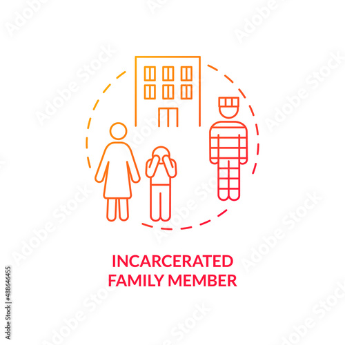 Incarcerated family member red gradient concept icon. Adverse childhood. Parental incarceration consequences abstract idea thin line illustration. Isolated outline drawing. Myriad Pro-Bold font used