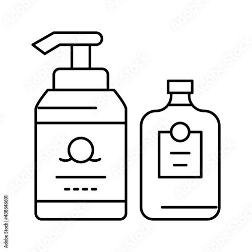 soap and lotion containers line icon vector illustration