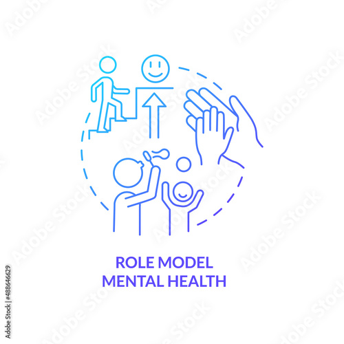 Role model mental health blue gradient concept icon. Kids mental toughness abstract idea thin line illustration. Inspiring children with example. Isolated outline drawing. Myriad Pro-Bold font used © bsd studio