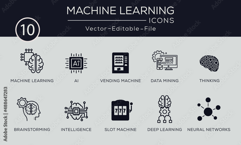 Set of Machine learning concept icons design. Contains such icons ...