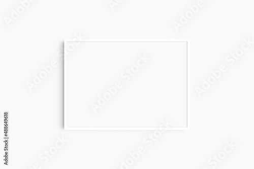 Horizontal frame mockup 7:5, 70x50, A4, A3, A2, A1 landscape. Single white frame mockup. Clean, modern, minimalist, bright.