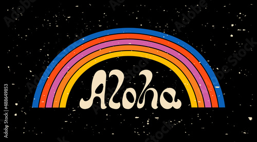 Aloha surfing lettering. Vector calligraphy illustration