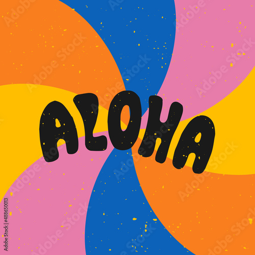 Aloha surfing lettering. Vector calligraphy illustration