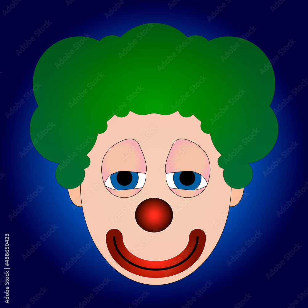 Sleepy clown face icon vector Sleepy clown face icon vector