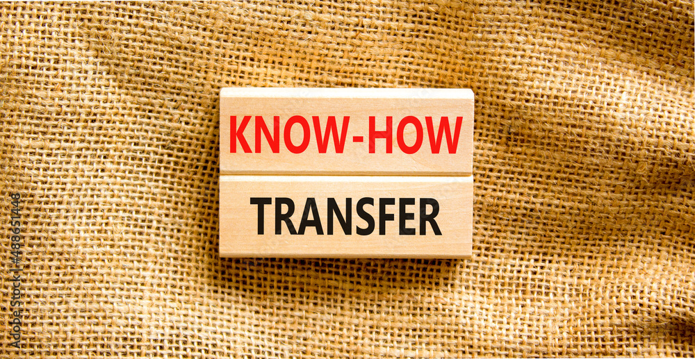 Now Transfering Sign Know-how transfer symbol. Concept words Know-how transfer on wooden ...