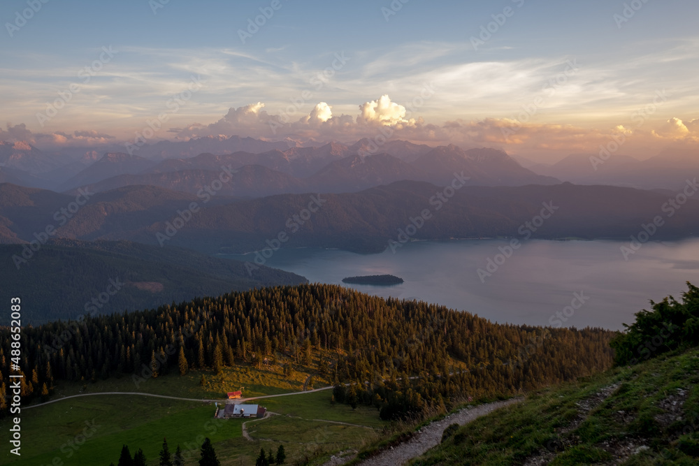 Sunset at Mount Jochberg in the Bavarian Alps Sunset at Mount Jochberg in the Bavarian Alps