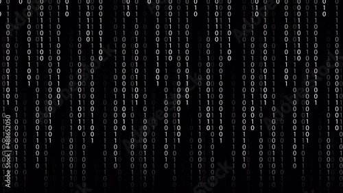 An endless binary data rain on alpha channel background.