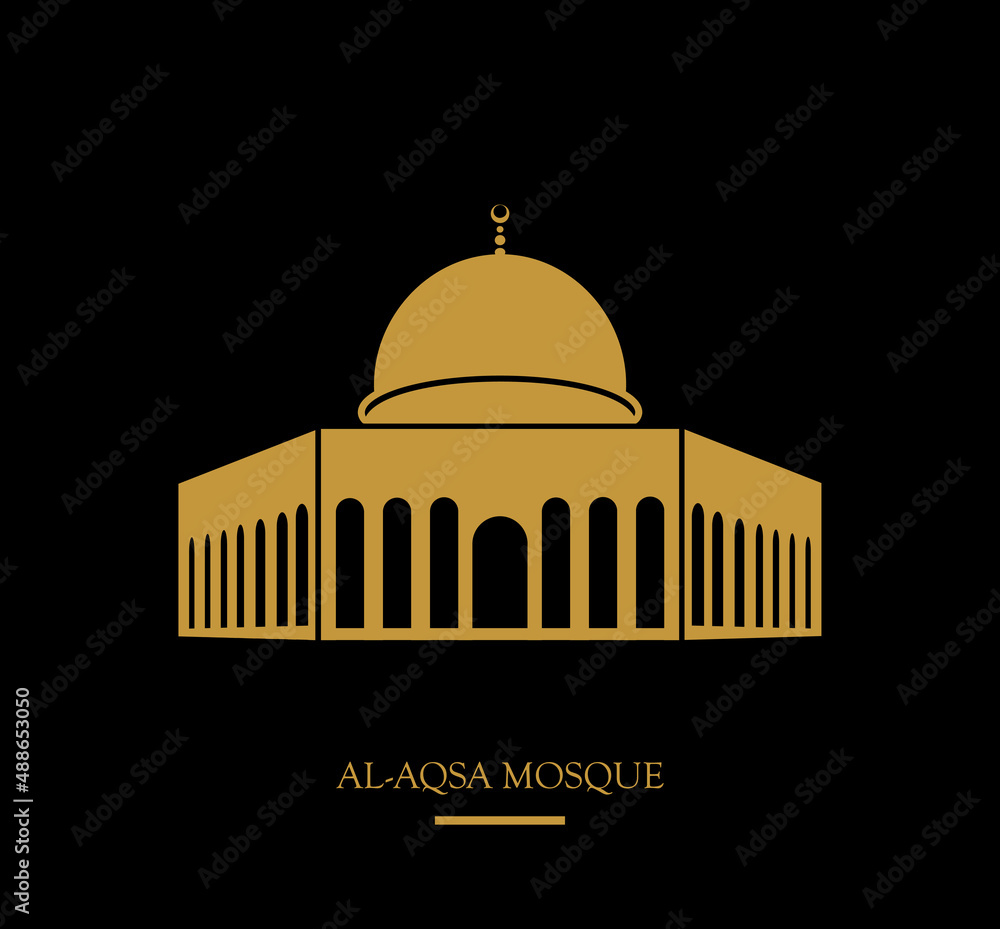 Al Aqsa Mosque vector icon. Al Aqsa Mosque in Jerusalem vector symbol.
