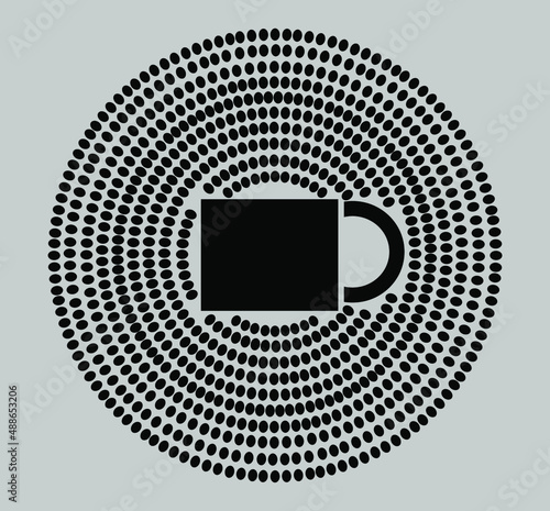 Kaaba top vector icon. Kaaba and islamic followers in prayer.