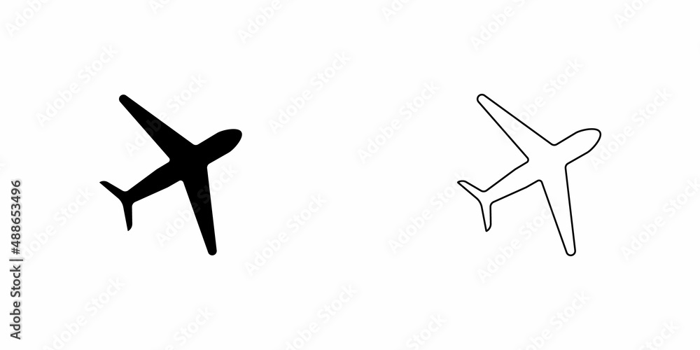 Plane line icon. Vector symbol in flat style on white background. 