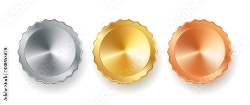 Vector set golden, bronze and silver web luxury award banners. Premium web metalic banners.