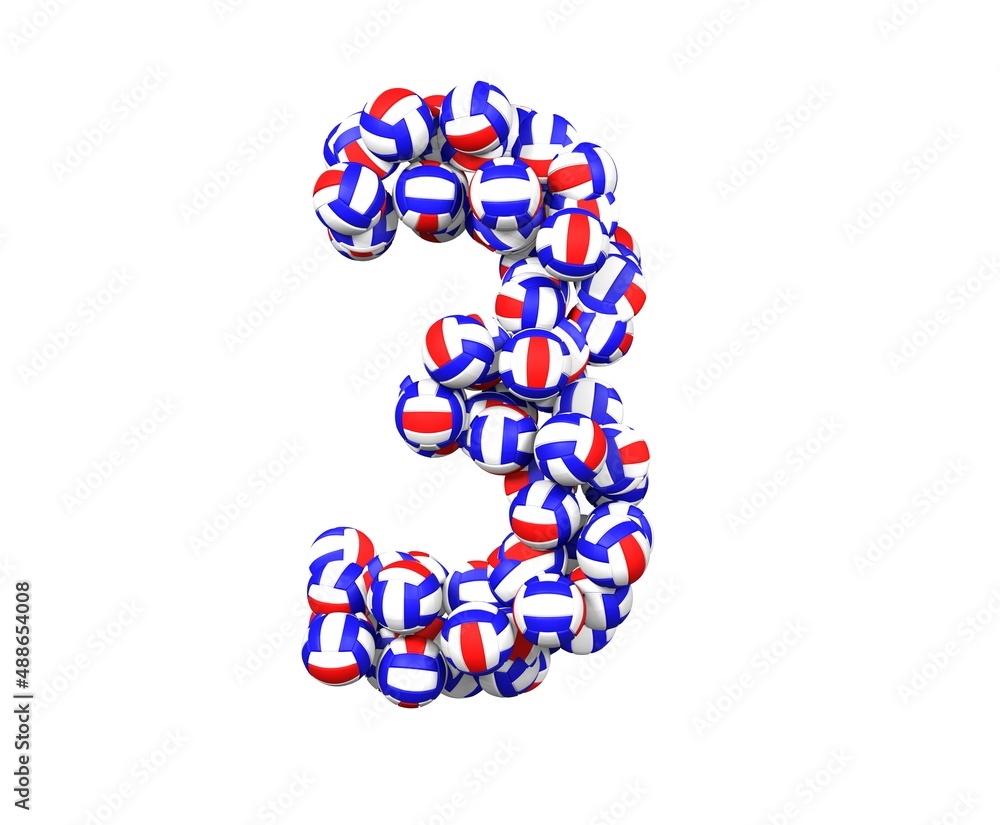 Volley Ball Themed Font Number 3 Volley Ball Themed Font Number 3